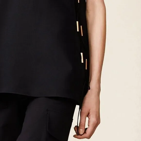 Ralph Lauren Spring/Summer 2015 Black Silk Shantung Sleeveless Tunic Blouse - Picture 7 of 16